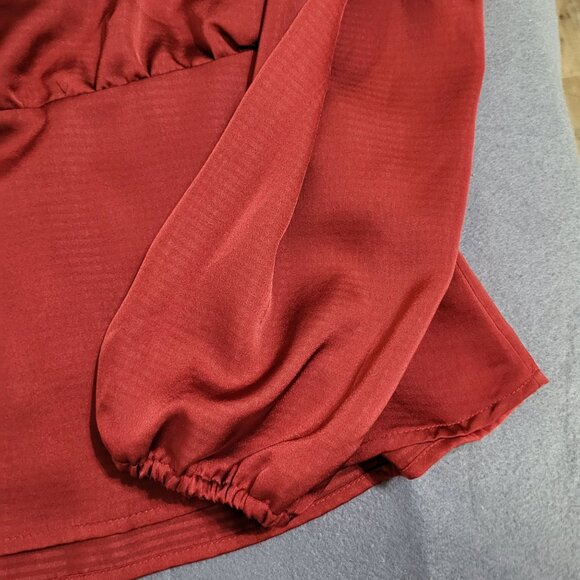 PROLOGUE Womens XS Baby Doll Wrap Blouse Red - Picture 8 of 10